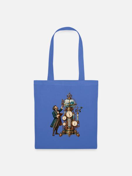 Steampunk-Erfinder mit Weltkugel-Uhr - Stoffbeutel - Hellblau