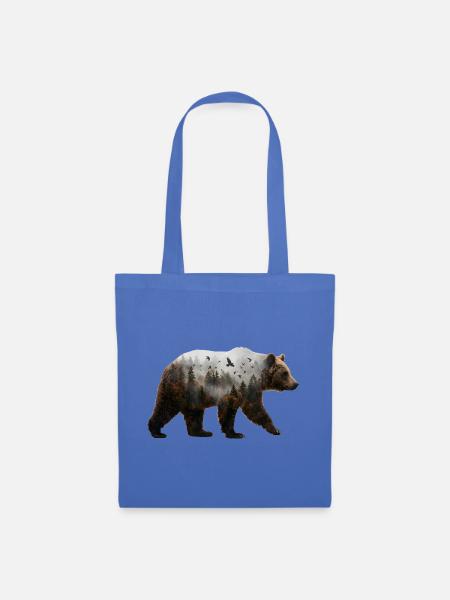 Bär mit Nebelwald - Stoffbeutel - Hellblau