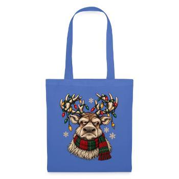 Festliche Rentiere mit Weihnachtslichtern - Stoffbeutel - Hellblau - Vorne