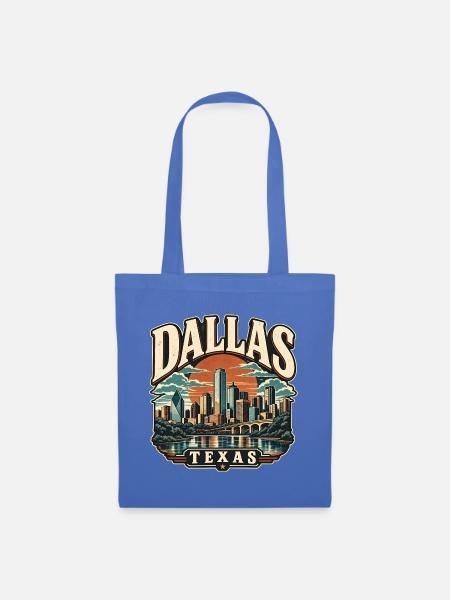 Dallas Skyline Retro Sunset - Stoffbeutel - Hellblau
