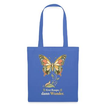 Schmetterling Metamorphose Erst Raupe dann Wunder - Stoffbeutel - Hellblau - Vorne