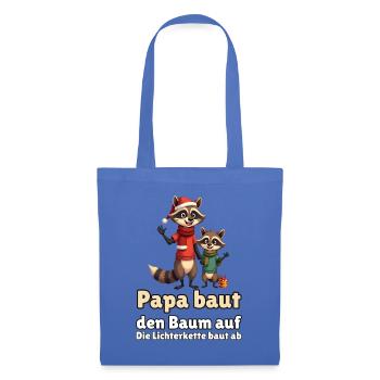 Waschbär-Papa zu Weihnachten - Stoffbeutel - Hellblau - Vorne