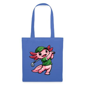 Axolotl beim Golf – Süßer kleiner Golfprofi - Stoffbeutel - Hellblau - Vorne