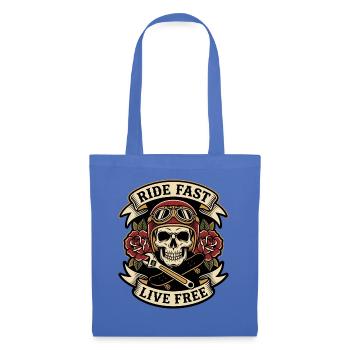 Ride Fast Live Free – Biker Badge - Stoffbeutel - Hellblau - Vorne