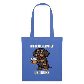 Ich Brauche Kaffee und Ruhe Rauhaardackel Dackel  - Stoffbeutel - Hellblau - Vorne