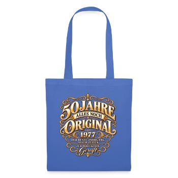 50 Jahre gereift – Jahrgang 1977 Vintage Design - Stoffbeutel - Hellblau - Vorne