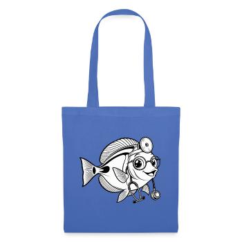 Doktorfisch mit Stethoskop - Stoffbeutel - Hellblau - Vorne