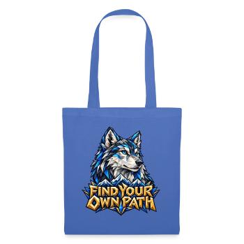 Find Your Own Path Wolf Low Poly Berge Motivation - Stoffbeutel - Hellblau - Vorne
