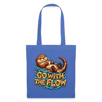 Go with the Flow Otter Low Poly Kaffee Entspannt - Stoffbeutel - Hellblau - Vorne
