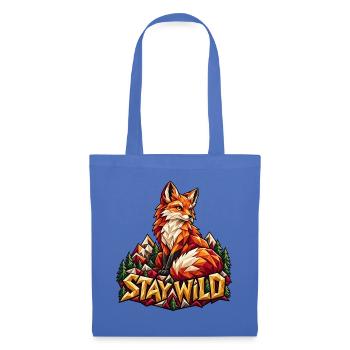 Stay Wild Fuchs Low Poly Berge Wald Natur Shirt - Stoffbeutel - Hellblau - Vorne