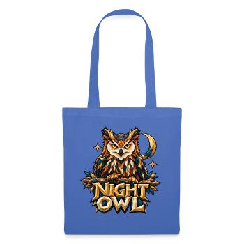Night Owl Eule Low Poly T-Shirt Nachteule Mond - Stoffbeutel - Hellblau - Vorne