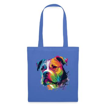 Bunte Amerikanische Bulldogge American Bully - Stoffbeutel - Hellblau - Vorne