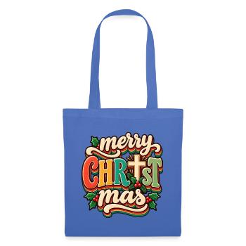 Vintage Merry Christmas Schriftzug - Stoffbeutel - Hellblau - Vorne