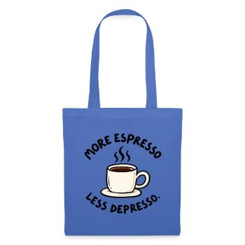Mehr Espresso weniger Depresso – Kaffee Humor - Stoffbeutel - Hellblau - Vorne