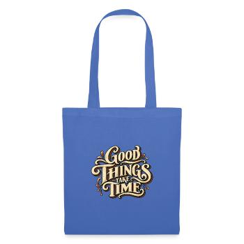 Good Things Take Time – Vintage Typografie - Stoffbeutel - Hellblau - Vorne