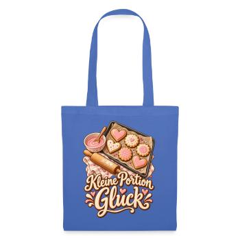 Backen Shirt mit Keksen und Kleine Portion Glück - Stoffbeutel - Hellblau - Vorne