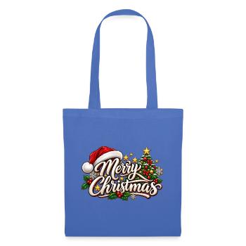 Frohe Weihnachten Ornament-Schrift - Stoffbeutel - Hellblau - Vorne
