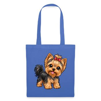 Yorkshire Terrier im Kawaii-Stil - Stoffbeutel - Hellblau - Vorne