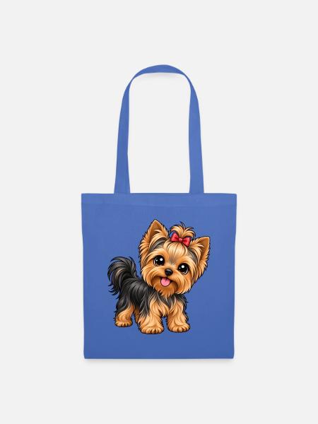 Yorkshire Terrier im Kawaii-Stil - Stoffbeutel - Hellblau
