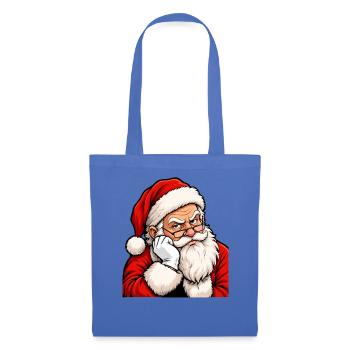 Grimmiger Santa im klassischen Rot - Stoffbeutel - Hellblau - Vorne