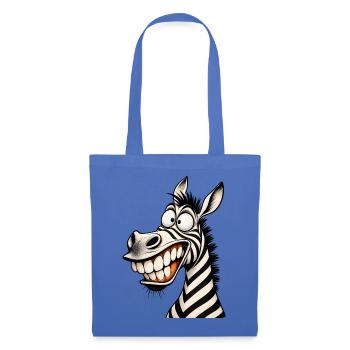 Lustige verrückte Zebra-Zeichentrick-Lächeln Tier-Humor-T-Shirt - Stoffbeutel - Hellblau - Vorne