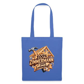 100% Zimmermann Leidenschaft Holzschild - Stoffbeutel - Hellblau - Vorne