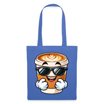 Cooler Cartoon Kaffee Cappuccino - Stoffbeutel - Hellblau - Vorne
