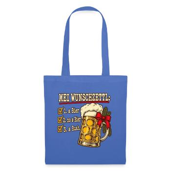 Mei Wunschzettl Bier Weihnachten bairisch - Stoffbeutel - Hellblau - Vorne