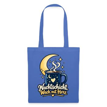 Nachtschicht Shirt mit Mond - Spruch Nachtschicht - Stoffbeutel - Hellblau - Vorne