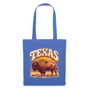 Texas-Bison im Retro Sonnenuntergang - Stoffbeutel - Hellblau - Vorne