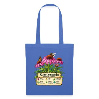 Roter Sonnenhut - Pflanzenmotiv - Geschenk Gärtner - Stoffbeutel - Hellblau - Vorne
