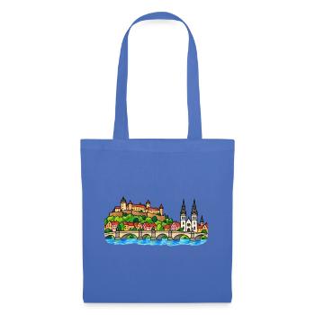 Würzburg Skyline im bunten Wachsmalstil - Stoffbeutel - Hellblau - Vorne
