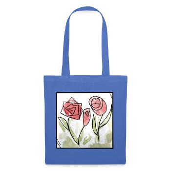 Geometrisches Rosen-Aquarell - Stoffbeutel - Hellblau - Vorne