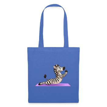 Süßes Zebra Cartoon Yoga Meditation Lustig - Stoffbeutel - Hellblau - Vorne