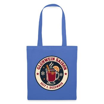 Glühwein Saison Weihnachtsmarkt Retro Badge - Stoffbeutel - Hellblau - Vorne