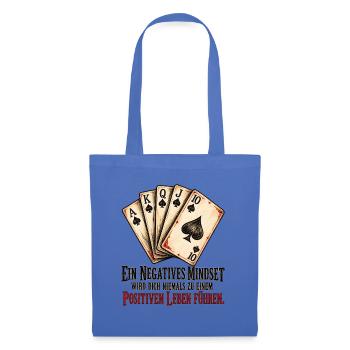 Negatives Mindset – Poker Karten Motivation - Stoffbeutel - Hellblau - Vorne