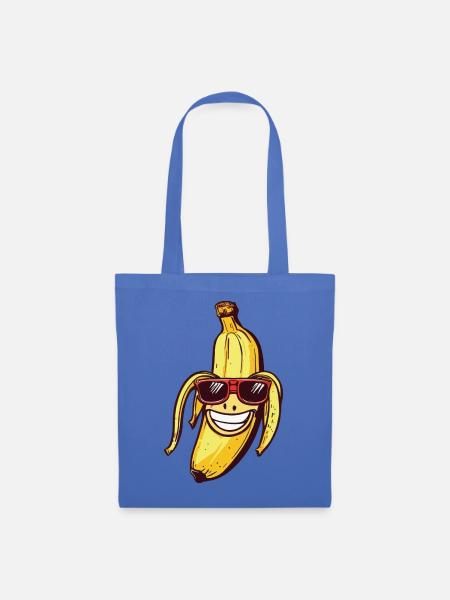 Lachende Banane mit Sonnenbrille - Stoffbeutel - Hellblau