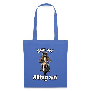 Helm auf, Alltag aus – Motorrad-Waschbär - Stoffbeutel - Hellblau - Vorne