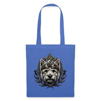 Steampunk-Hund mit Brille und keltischem Knoten - Stoffbeutel - Hellblau - Vorne