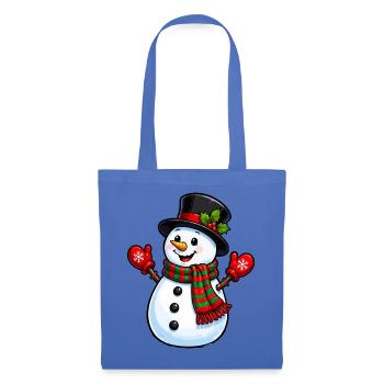 Winterlicher Schneemann mit Schal und Hut - Stoffbeutel - Hellblau - Vorne