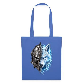 Spektraler Wolf und Ritterhelm – Fantasie - Stoffbeutel - Hellblau - Vorne