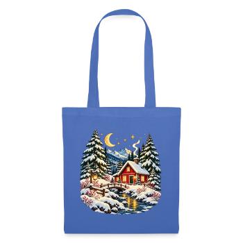 Gemütliche Weihnachtshütte verschneite Winterwelt - Stoffbeutel - Hellblau - Vorne
