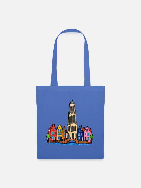 Utrecht Skyline im bunten Wachsmalstil - Stoffbeutel - Hellblau