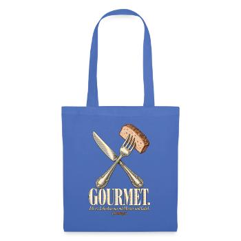 Gourmet Leberkas mit Messer und Gabel - Stoffbeutel - Hellblau - Vorne