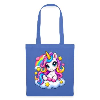 Regenbogen Unicorn auf Wolke - Stoffbeutel - Hellblau - Vorne