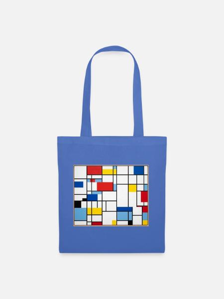Mondrian Lines Primärfarbenspiel - Stoffbeutel - Hellblau