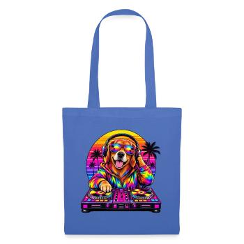 Neon-DJ-Hund in Sunset Palms - Stoffbeutel - Hellblau - Vorne