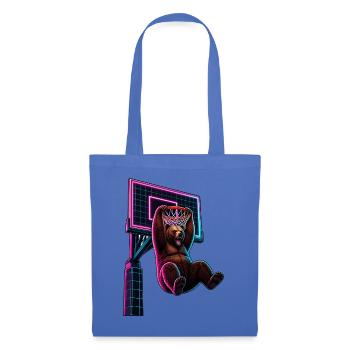Bär Basketball Dunk Synthwave Retro Neon T-Shirt - Stoffbeutel - Hellblau - Vorne