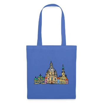 Dresden Skyline im bunten Wachsmalstil - Stoffbeutel - Hellblau - Vorne