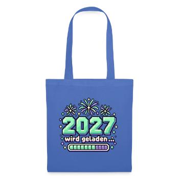 2027 wird geladen – Silvester im Pixelstil - Stoffbeutel - Hellblau - Vorne